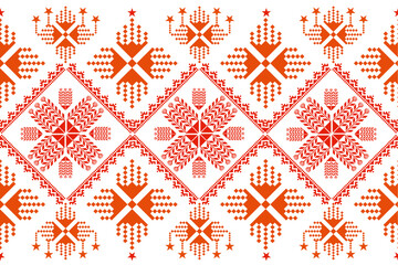 Traditional ethnic fabric pattern, seamless pattern design for textiles, rugs, wallpaper, clothing, sarong, scarf, batik, wrap, embroidery, print, background, vector illustration. christmas pattern