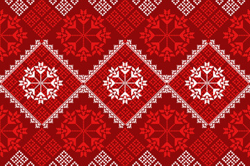 Traditional ethnic fabric pattern, seamless pattern design for textiles, rugs, wallpaper, clothing, sarong, scarf, batik, wrap, embroidery, print, background, vector illustration. christmas pattern