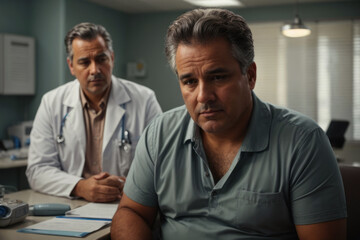 Fototapeta premium doctor talking to patient. upset man. Human health problems