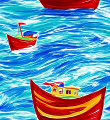 children's drawing of boat on the water