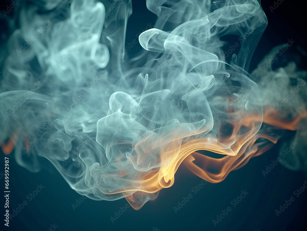 Poster Abstract smoke moves on a black background. Design element. Abstract texture. Generative AI