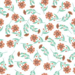 seamless flowers pattern. Delicate petals and vibrant blossoms create an artistic and vintage botanical illustration. Perfect for wallpaper, fabric, wrapping paper and more.