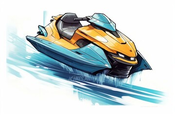 Sketchy illustration of a jet ski. Generative AI