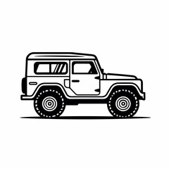 Jeep in cartoon, doodle style. 2d vector illustration in logo, icon style. AI Generative