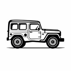 Jeep in cartoon, doodle style. 2d vector illustration in logo, icon style. AI Generative