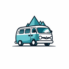 Minivan in cartoon, doodle style. 2d vector illustration in logo, icon style. AI Generative