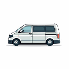 Fototapeta na wymiar Minivan in cartoon, doodle style. 2d vector illustration in logo, icon style. AI Generative