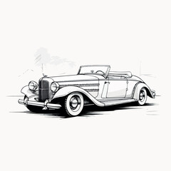 Cabriolet in cartoon, doodle style. 2d vector illustration in logo, icon style. AI Generative