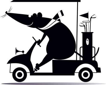 black rat driving golf cart clip art preview