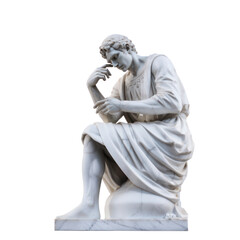 Marble statue of greek Man. screen addiction. Tablet.  greek Man statue addict to smart phone or tablet. PNG