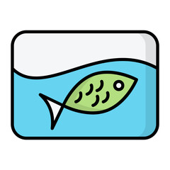 Fish Jar Line Color Icon