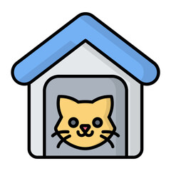 Cat House Line Color Icon