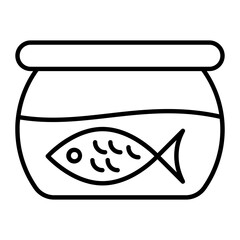 Fish Bowl Outline Icon