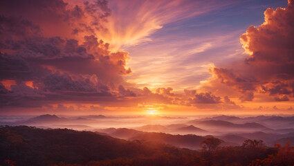 Obraz premium Beautiful dramatic clouds at sunset