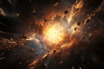 Explosion of a star in space cosmic background