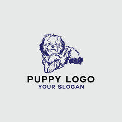 pet dog puppy logo design vector