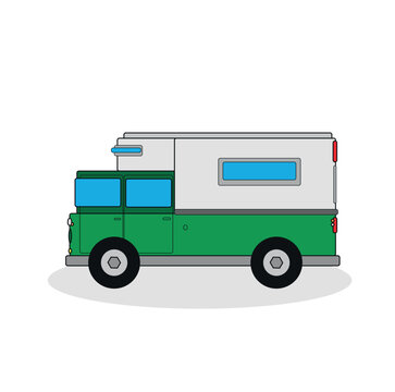 gray camper truck with white background
