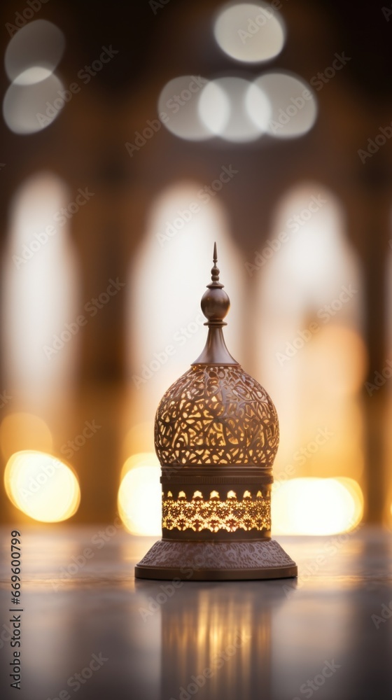 Canvas Prints A small wooden islamic dome on a table, AI