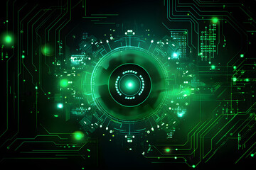 green background pictures Quantum computing concept, artificial intelligence, deep learning, new futuristic technology for business or science presentation, Vector background.