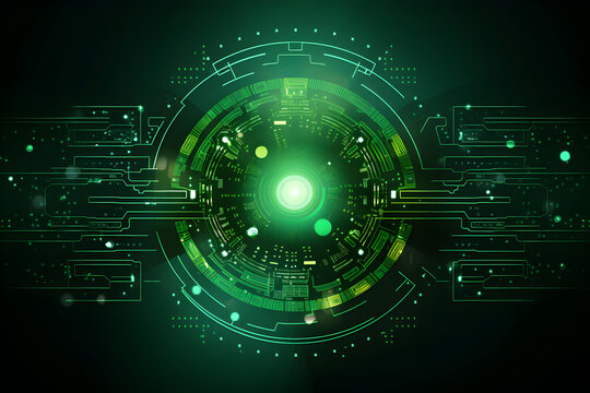 green background pictures Quantum computing concept, artificial intelligence, deep learning, new futuristic technology for business or science presentation, Vector background.