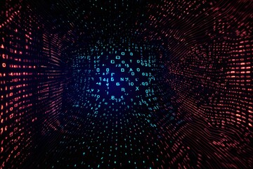 Fototapeta premium An abstract digital background with binary code and AI algorithms running in the background
