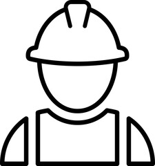 Line icon of a construction worker wearing a safety helmet