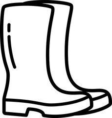 Linear icon of safety rubber boots for web design