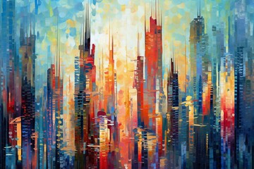 Abstract cityscape with skyscrapers. Generative AI
