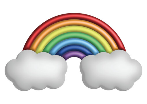 Rainbow and clouds with metallic colors