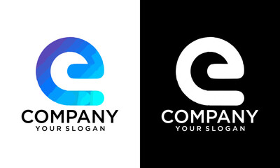 E Abstract initial monogram letter alphabet logo