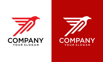 Bird falcon and circle frame logo design, eagle or hawk badge emblem vector icon