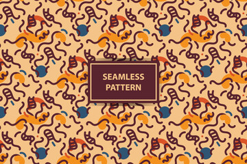 Seamless Organic Rounded Lines And Drips Biological Patterns In vintage Colors Abstract Background