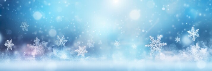 Abstract Snowflake. Christmas Winter Blurred Background with Xmas Tree, Snow, and Festive Holiday Art Design