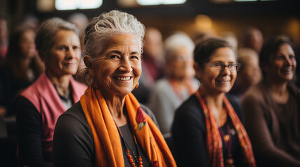 group of women in their 60s who meet to pursue their fitness goals at a gym. These women radiate strong determination and enthusiasm, defying age-related stereotypes thanks to their commitment to an a