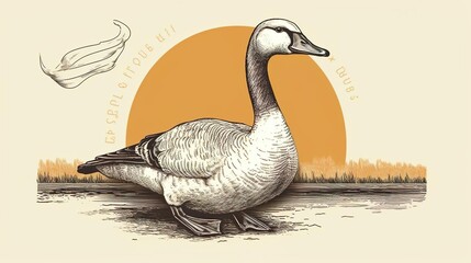 Retro engraving goose Hand-drawn picture
