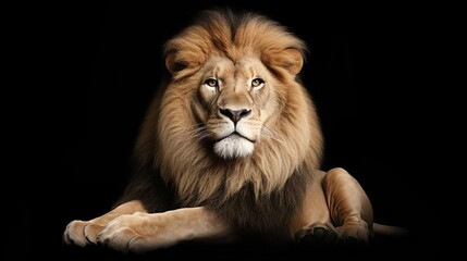 Lion sitting looking away Panthera Leo 10 years old - obrazy, fototapety, plakaty