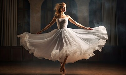 Photo of a woman in a stunning white dress posing gracefully for a captivating photo