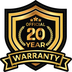 20 years warranty badge and warranty seal stamp