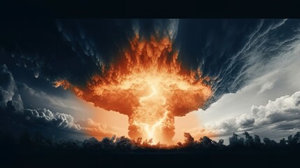 Nuclear explosion day or night Stormy sky shock
