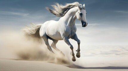 Naklejka na ściany i meble Picture presenting the galloping white horse