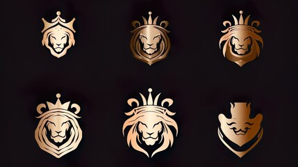 Royal king lion crown symbols Elegant gold Leo - obrazy, fototapety, plakaty