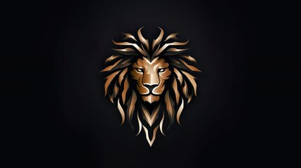 lion logo classic club elegant emblem gold golden head - obrazy, fototapety, plakaty