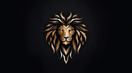 Poster lion logo classic club elegant emblem gold golden head © Jodie