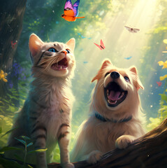 cat and dog (Generative AI)