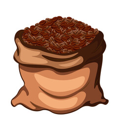 Bag of coffee beans on white background