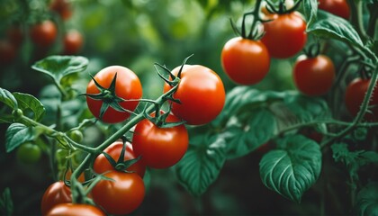 Garden fresh tomatoes: Highlighting the growth process from bush