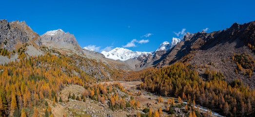 Locality Preda rossa in Val Masino with Monte Disgrazia in the background Valtellina, Italy, autumn view	 - 669615900