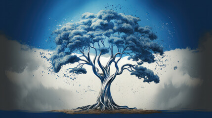 The only tree in the desert, illustration on the theme of peace in Israel