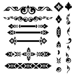 Obraz premium Thai Art Motif and Other Artistic Components are Included into the Decorative Silhouettes