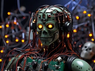 
Haunted Circuit Board: Halloween Tech Spectacle Generated by AI